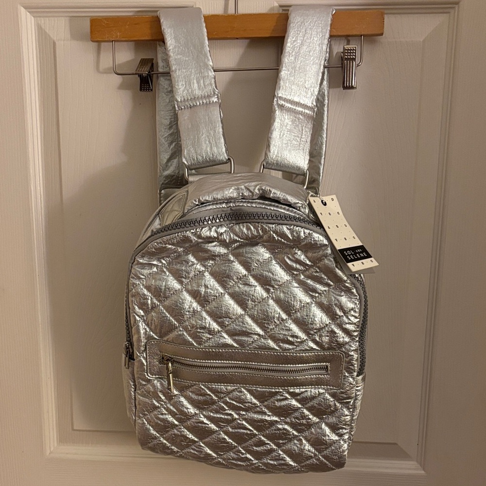 Silver Quilted Backpack $90 MSRP